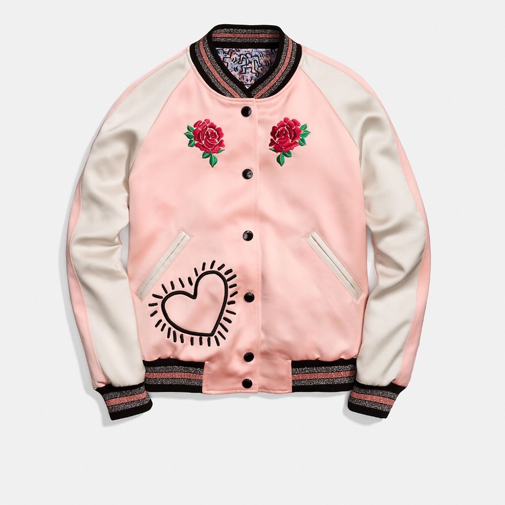 New Coach X Keith Haring Satin Jacket - Size 6